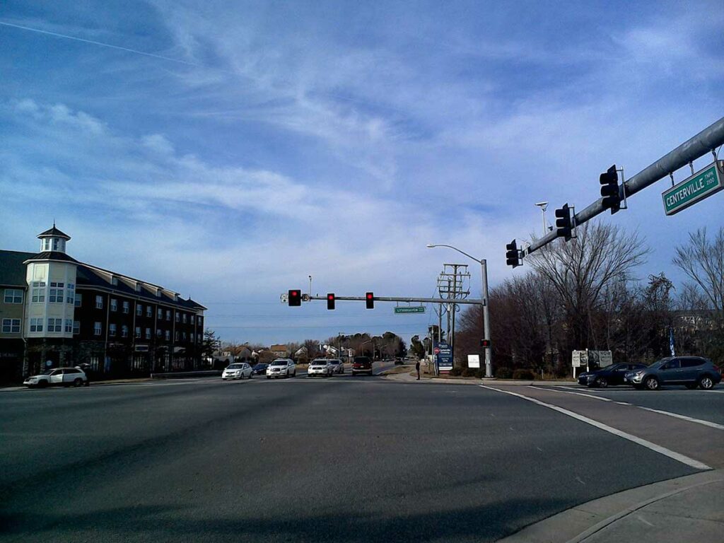 Intersection of Centerville Turnpike and Lynnhaven Parkway; looking east from corner near Centerville Elementary School